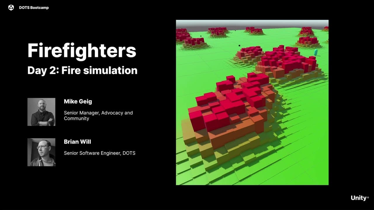 DOTS Bootcamp | Day 2: Game code – Simulating a spreading fire