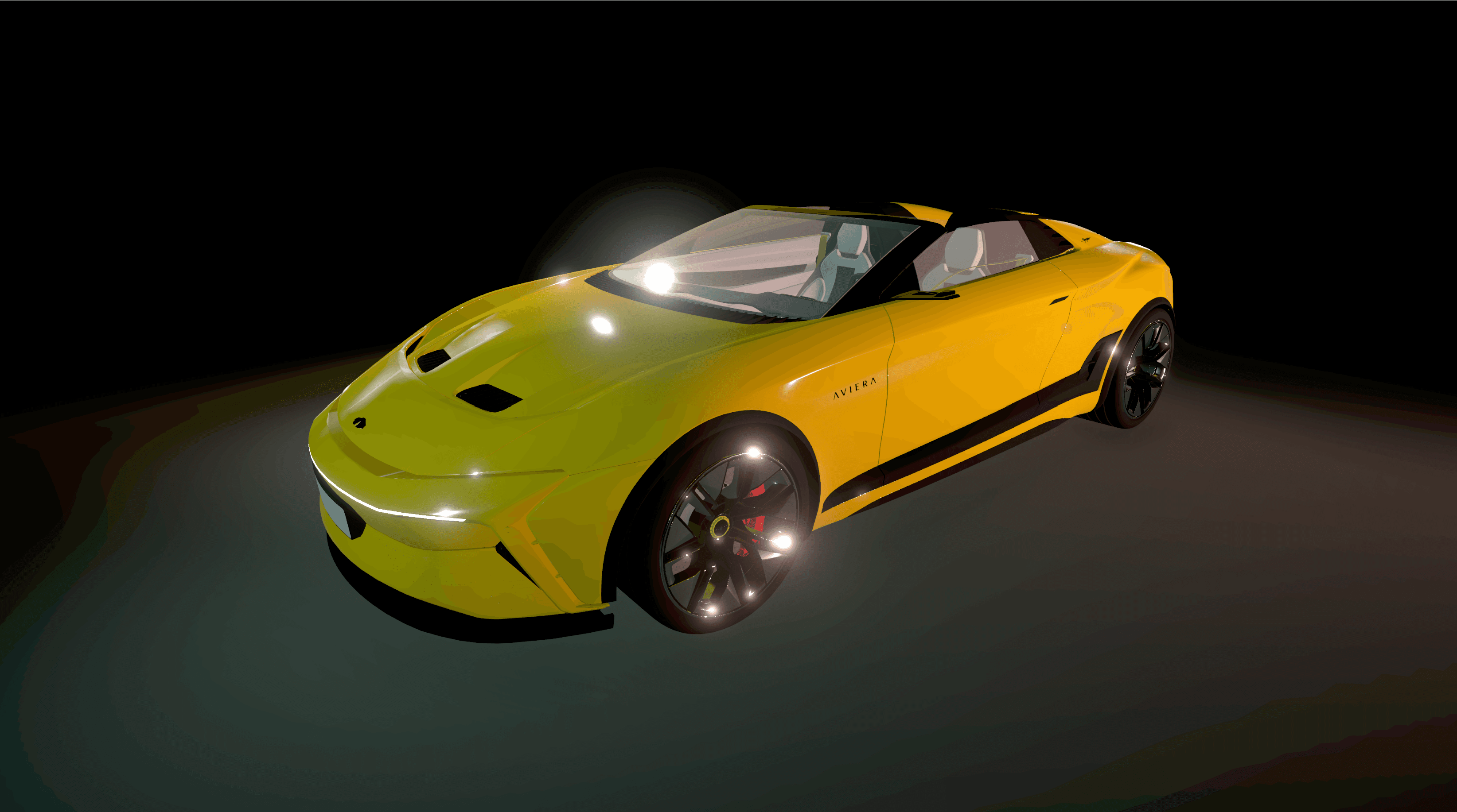 3D digital rendering of a sportscar