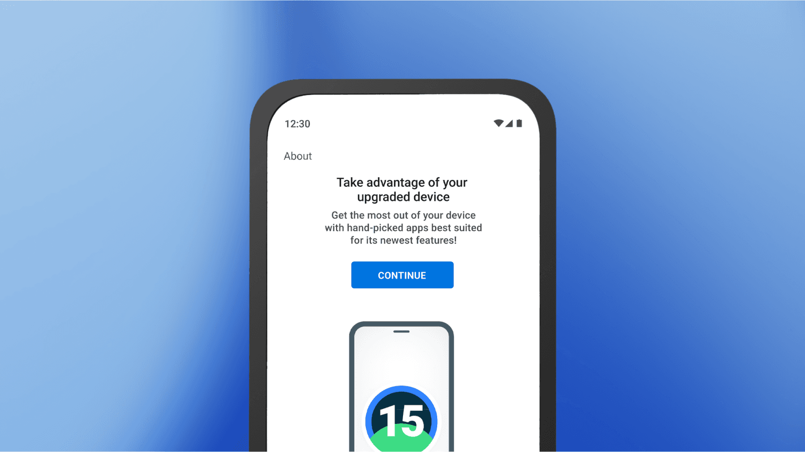 Bild der Nachricht über das aktualisierte Gerät auf dem Bildschirm