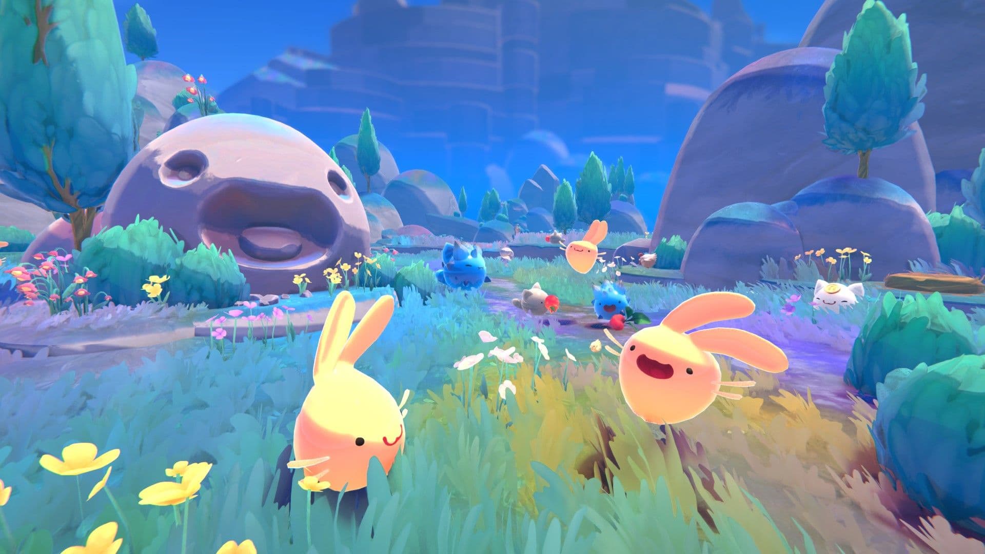 Scène extérieure avec Bunny slimes